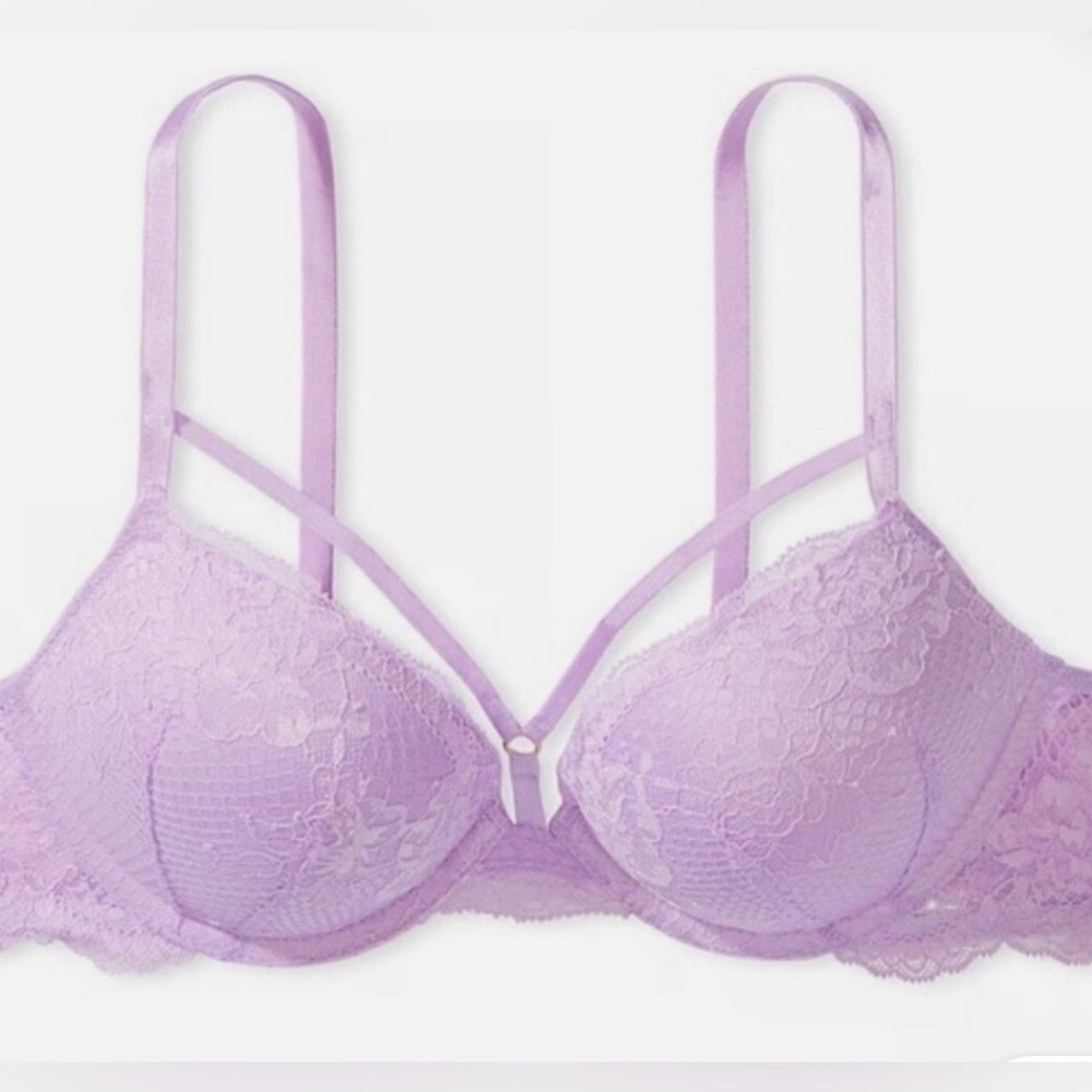 🔥Victoria Secret PUSH UP Lavender Lace Underwire Bra